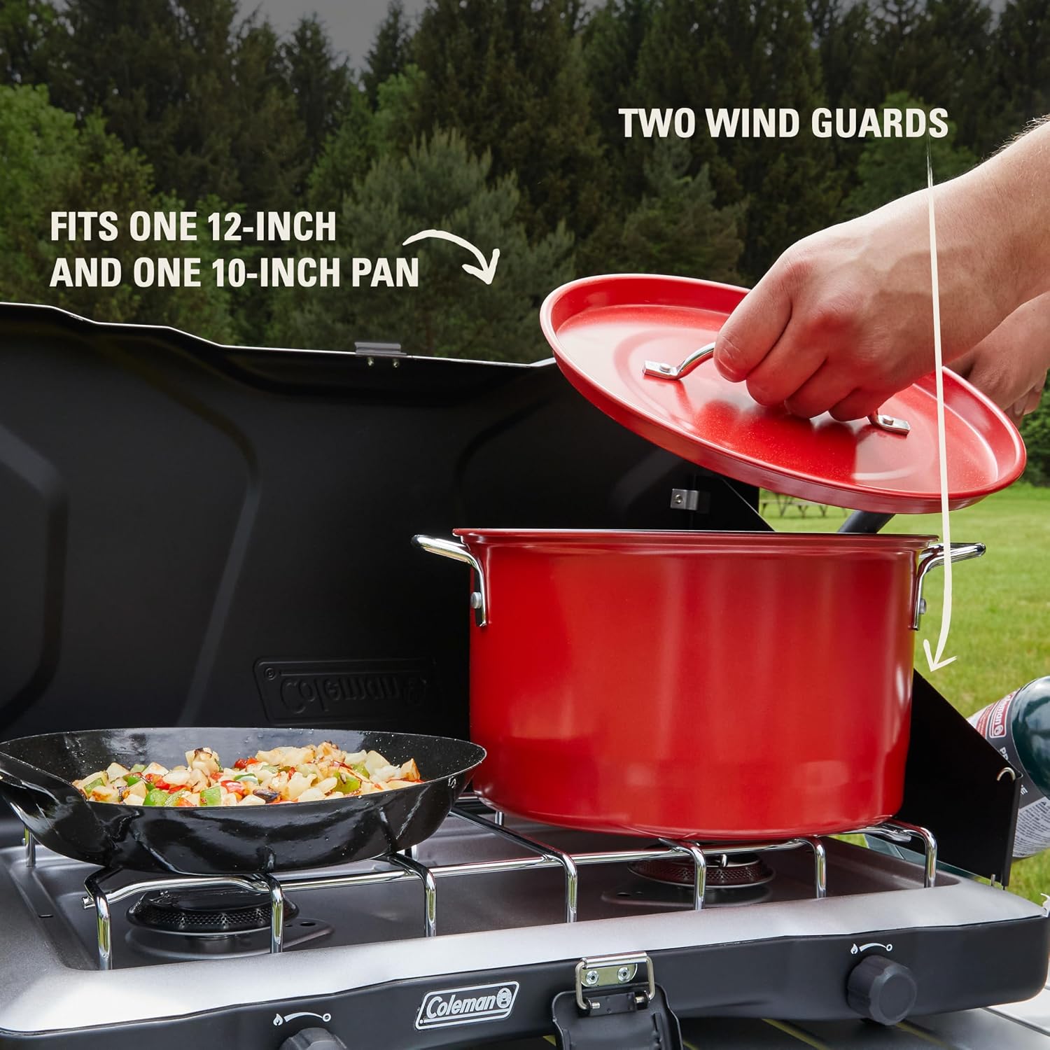Coleman Triton+ 2-Burner Propane Camping Stove with InstaStart Ignition, Portable Camping Cooktop with 2 Adjustable Burners & Wind Guards, 22,000 BTUs of Power for Camping, Tailgating, Grilling - Image 8