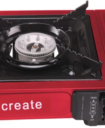 Vivicreate Portable Butane Stove 8500 BTU, Butane Stove with Auto Ignition for Camping, Lightweight Portable Gas Stove Burner with Safety Lock, Butane Burner, Estufa de Gas Portatil(Red)