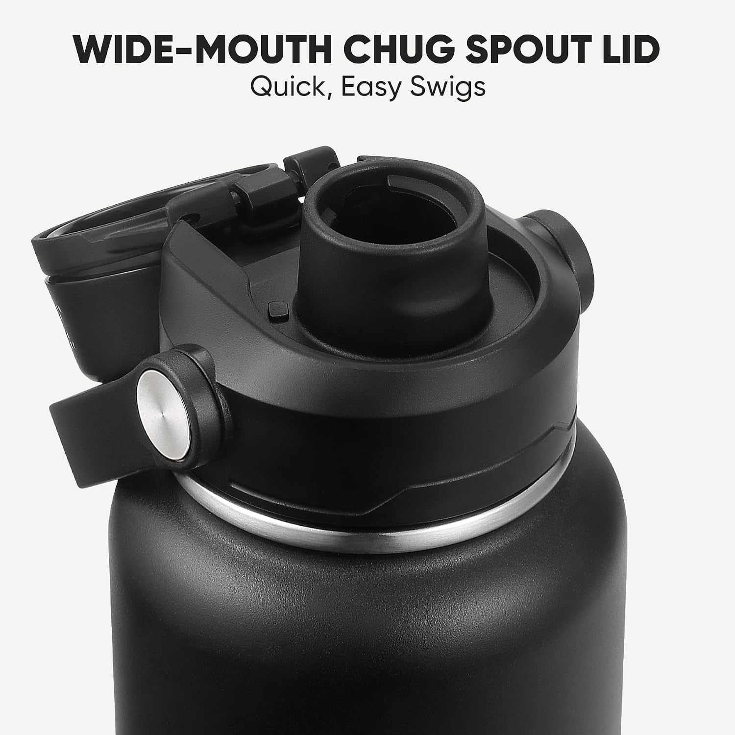 CIVAGO 32 oz Insulated Stainless Steel Water Bottle with Removable Straw | Large Leakproof Metal Water Jug, Sports Thermal Flask Cup with Bucket Handle, Silicone Boot, Dishwasher Safe, BPA-Free, Black - Image 5